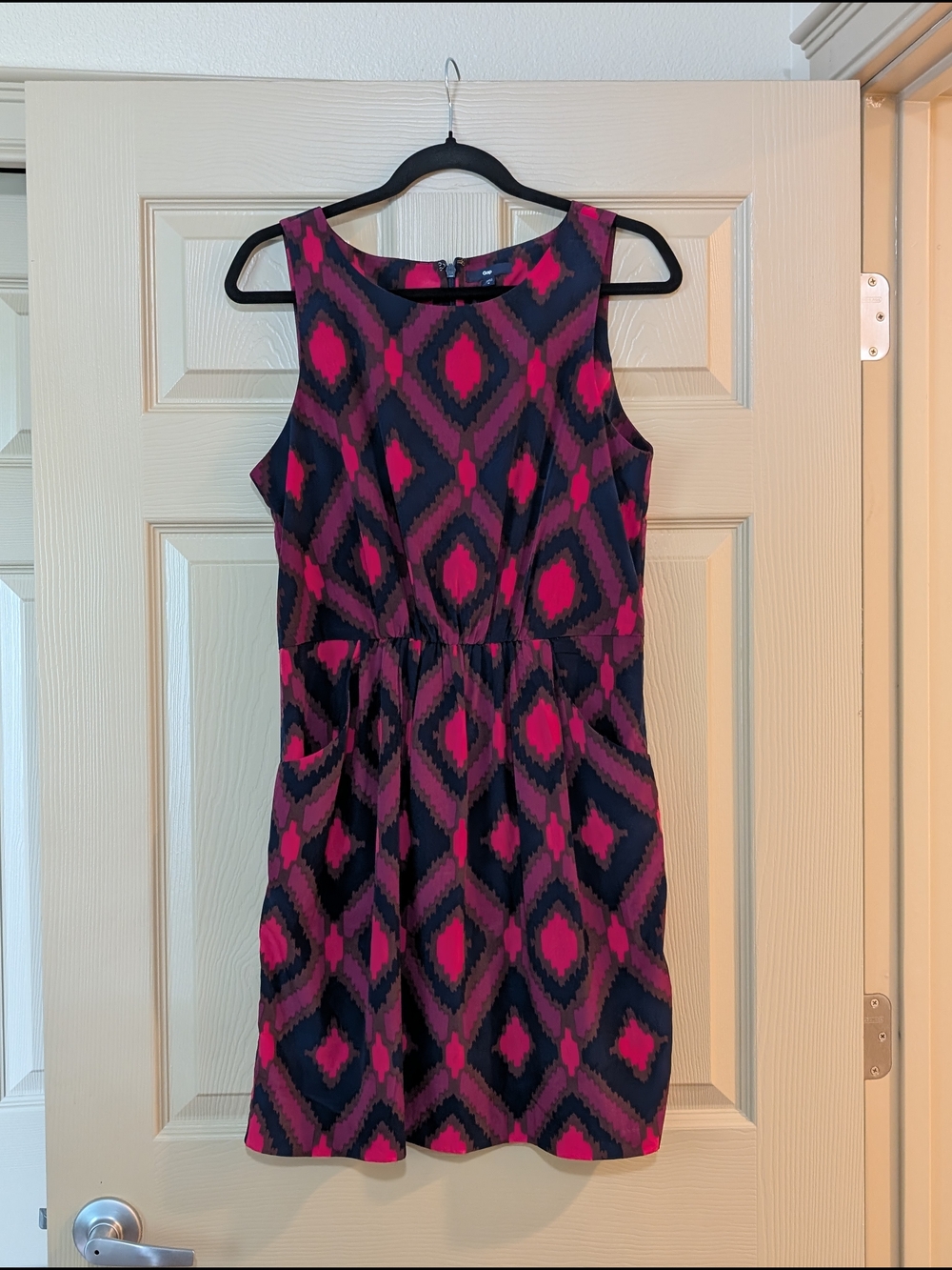 GAP Sleeveless Mini Dress in Pink and Navy Geometric Print